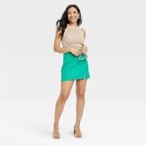 Women's Mini Linen Skirt - A New Day Green Size Large